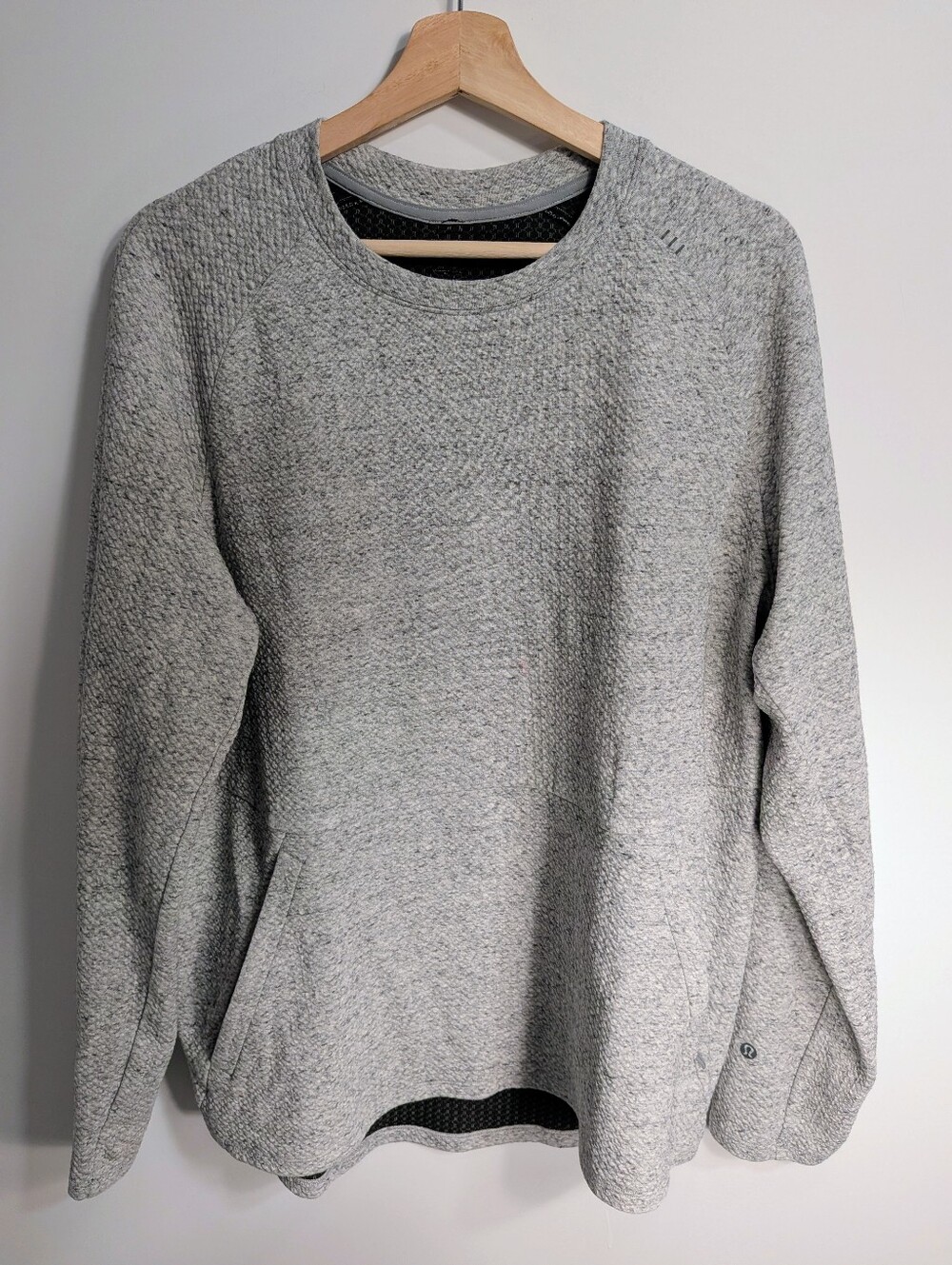 Lululemon Textured Knit Crewneck Sweater — Heathered Grey, Men's L